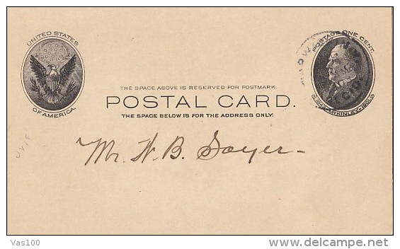 WILLIAM MCKINLEY, PC STATIONERY, ENTIER POSTAL, 1903, USA - 1901-20