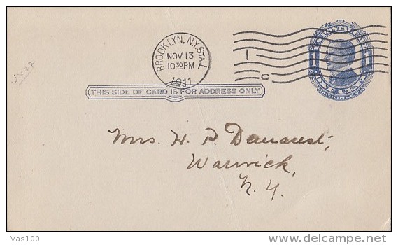 WILLIAM MCKINLEY, PC STATIONERY, ENTIER POSTAL, 1911, USA - 1901-20