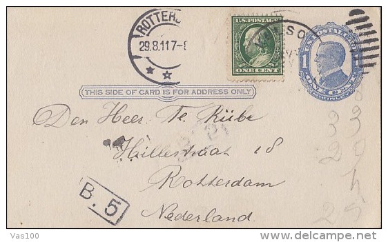 GEORGE WASHINGTON STAMP, WILLIAM MCKINLEY, PC STATIONERY, ENTIER POSTAL, 1911, USA - 1901-20