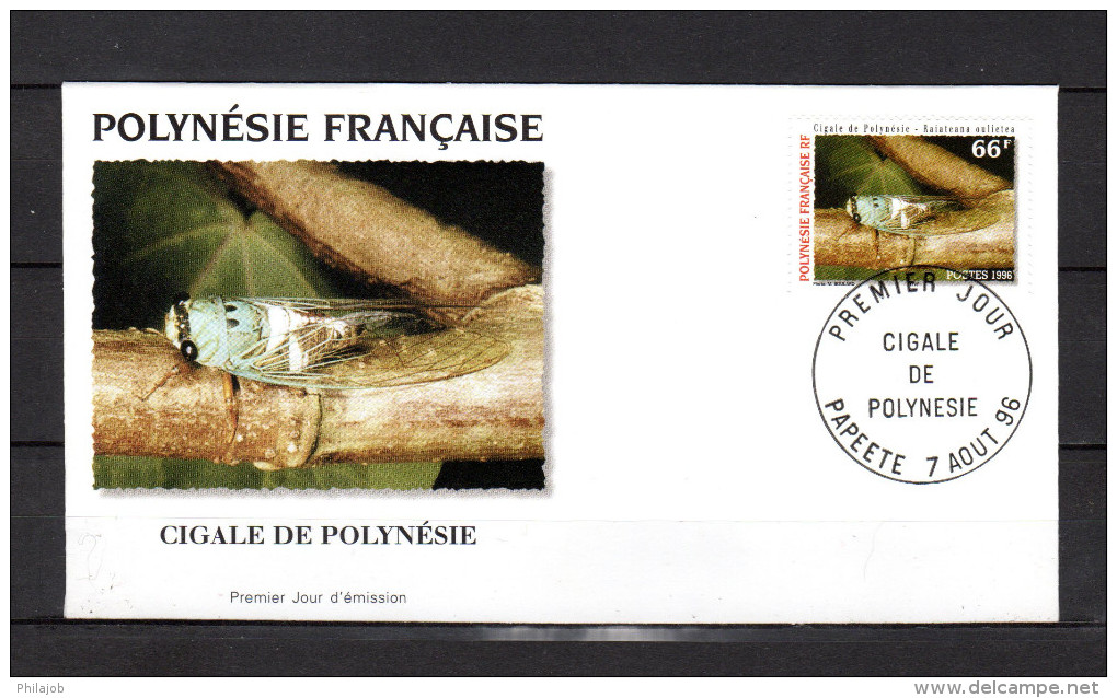 POLYNESIE FRANCAISE 1996 : Enveloppe 1er Jour " CIGALE DE POLYNESIE / PAPEETE Le 07-08-1996 " N° YT 516. Parf état. FDC - Autres & Non Classés