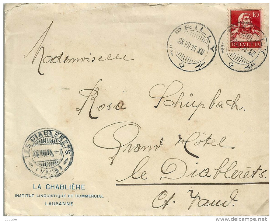 Motiv Brief  "La Chablière, Institut Linguistique Et Commercial Lausanne"            1915 - Lettres & Documents