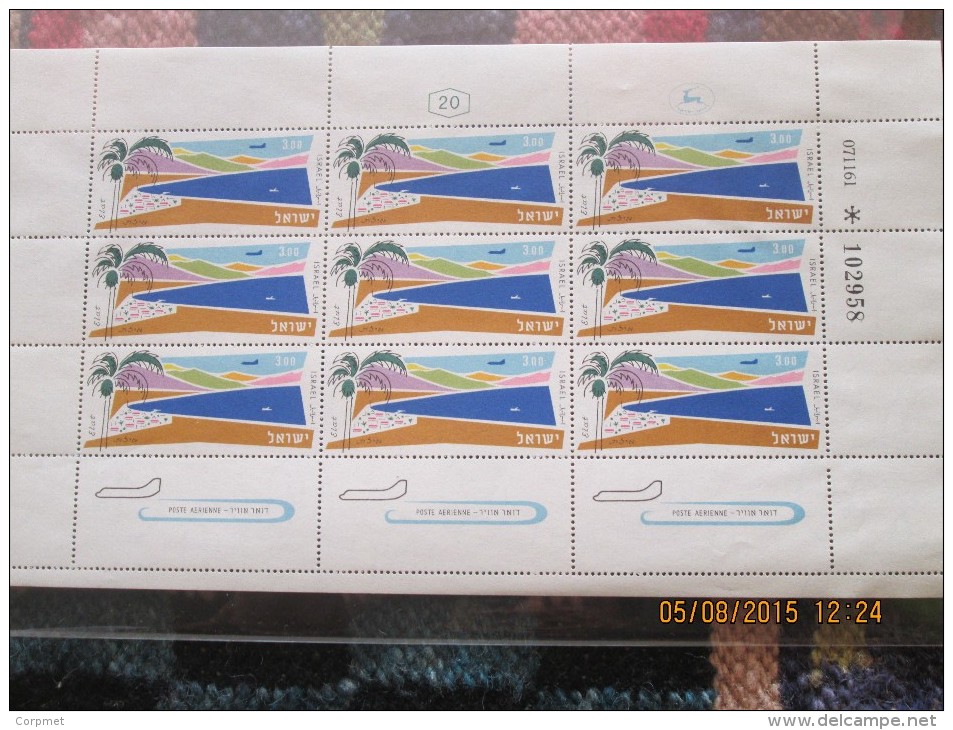 ISRAEL - AIR MAIL - Yvert # A 27 - Complete Sheet Of 9 (3 With TABS)  -  ** MNH - Airmail
