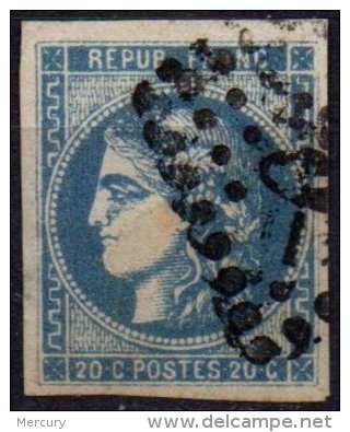 FRANCE - 20 C. Bordeaux Type III Report 1 Gris-bleu Oblitéré - 1870 Bordeaux Printing