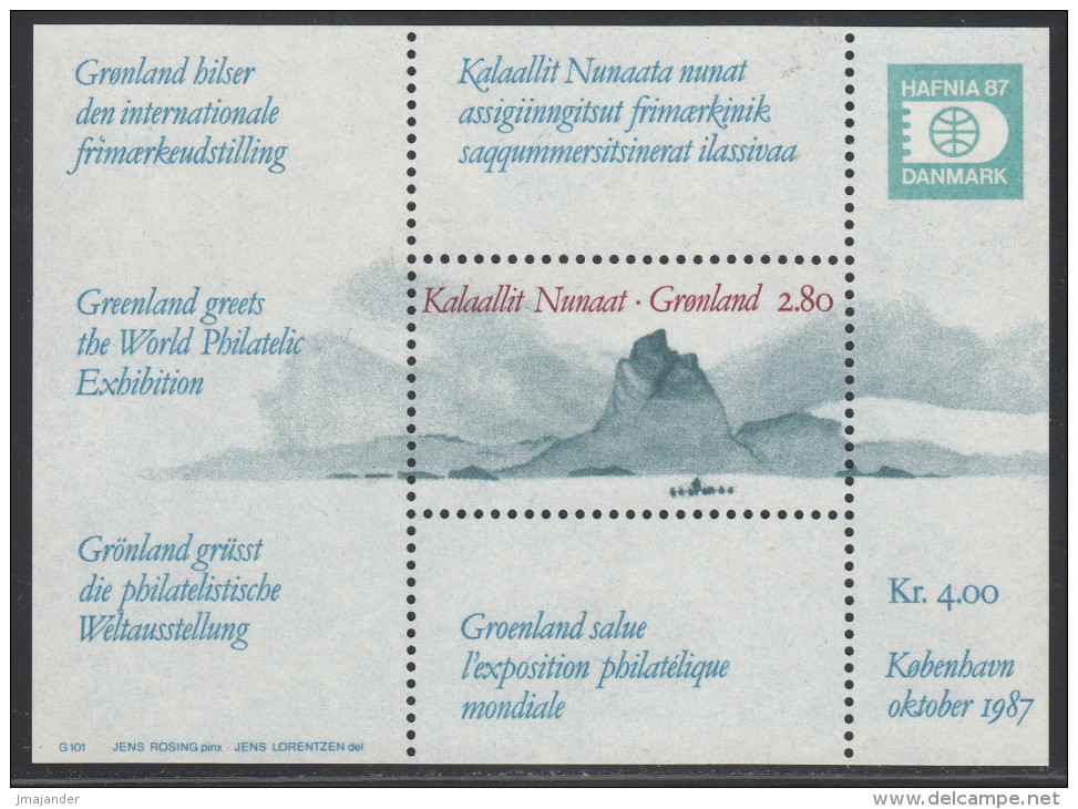 Greenland 1987 Hafnia 97 Miniature Sheet Mi Block 2 MNH - Unused Stamps