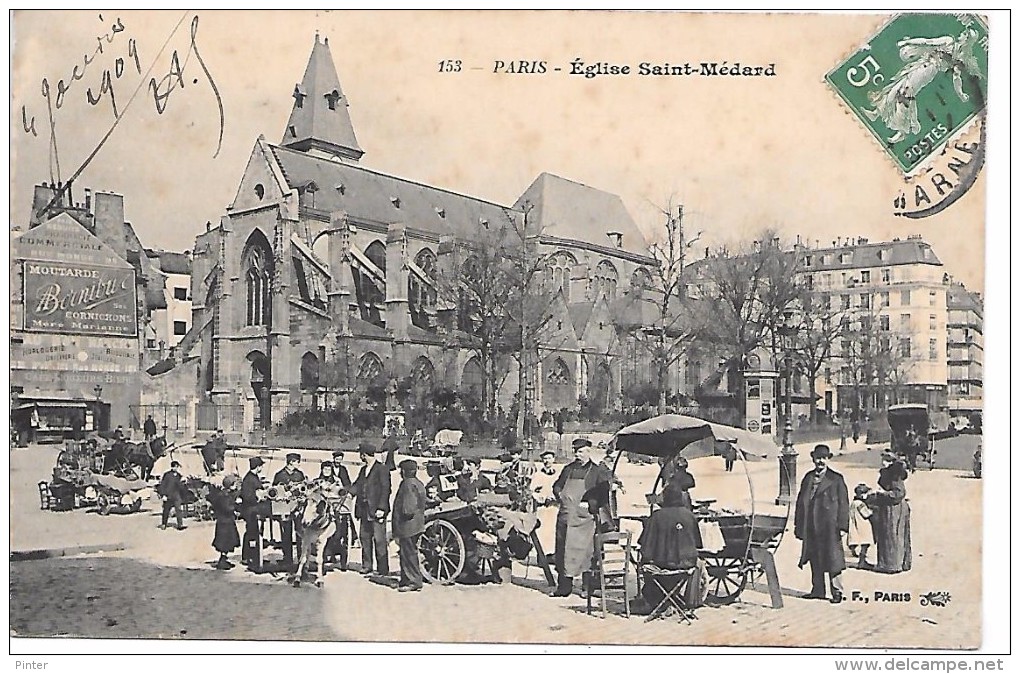 PARIS - Eglise Saint Médard - Marché - Arrondissement: 05