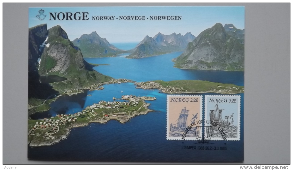 Norwegen 891/2 Yt 847/8 Maximumkarte MK/MC, SST STAMPEX 1985, Nordnorwegische Boote - Maximum Cards & Covers