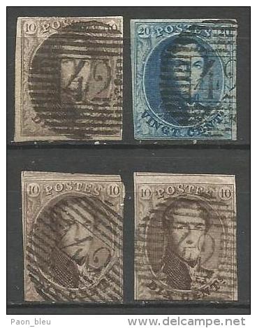 Belgique - Médaillons N°6(1)+7(1)+10A(2) Obl.P42 Fontaine-l'Evêque - 1849-1865 Médaillons (Autres)