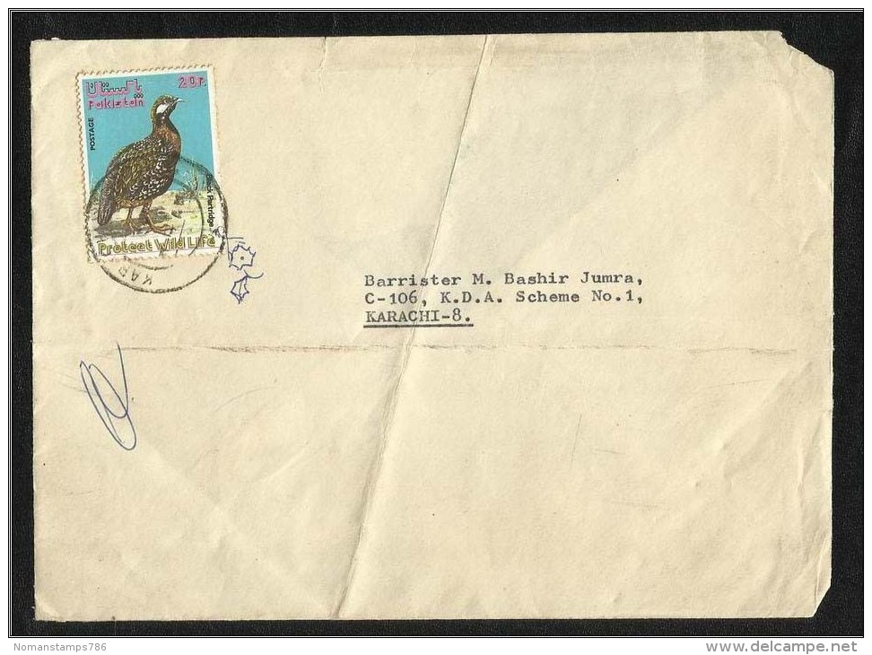 Pakistan Black Partridge Wildlife Stamp On Used Postal Cover Birds Animal - Pakistan