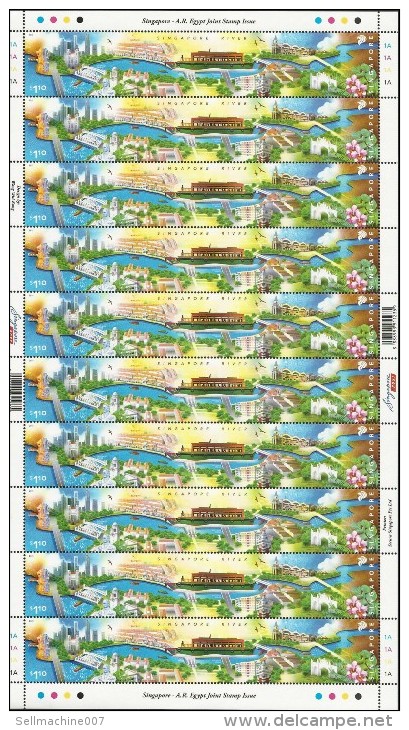 Singapore & Egypt Stamp Joint Issue 2011 Full Set 2 Sheets Significant Rivers & Nile River 20 Stamps X $ 2 & $ 1 - Neufs