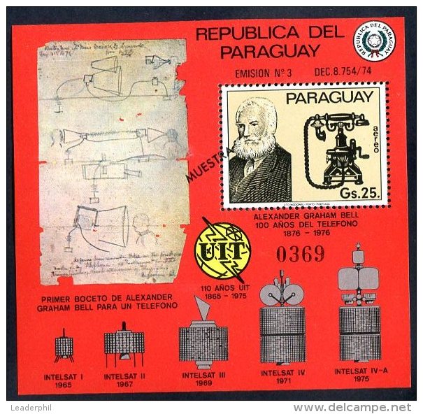 PARAGUAY - GRAHAM BELL Mi # Bl 278 SPECIMEN VF - Paraguay