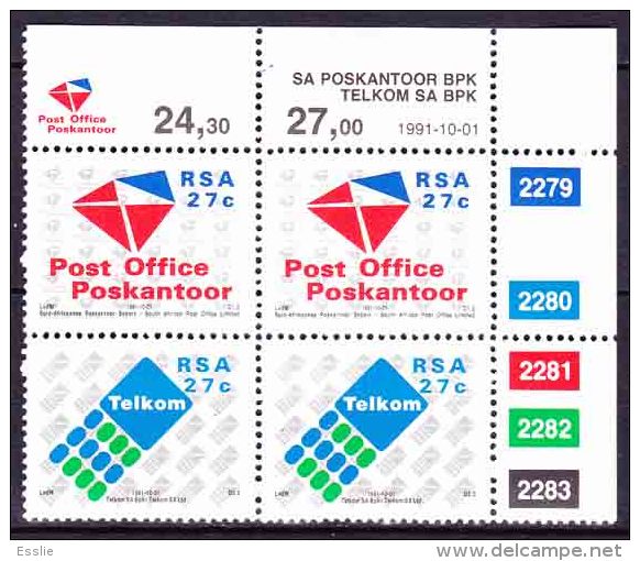 South Africa -1991 - Establishment Of Post Office Ltd And Telkom - Control Block - Neufs