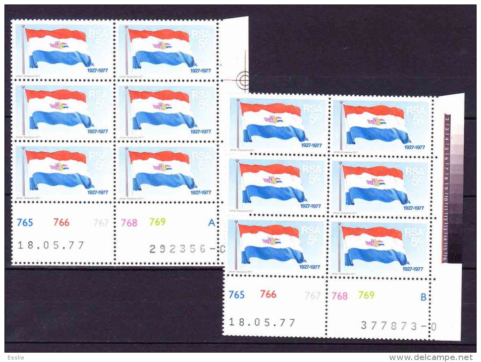 South Africa RSA - 1977 - 50th Anniversary Of National Flag, Flags - Control Blocks A & B - Neufs