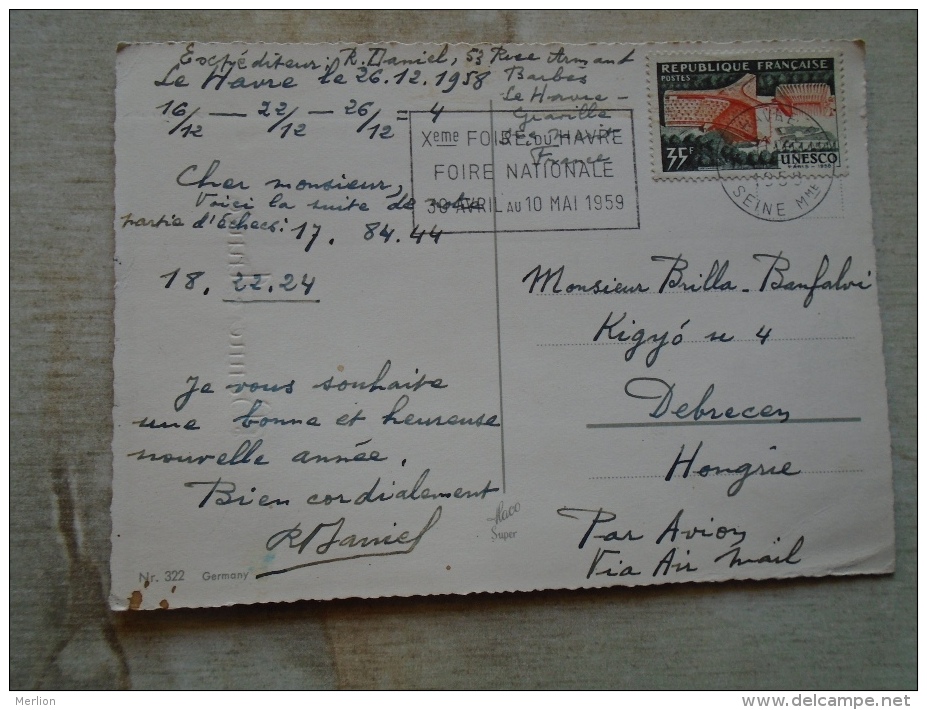 France Le Havre  - R. Daniels ?  -   Chess Moves -  -signature   1958  D131605 - Ajedrez