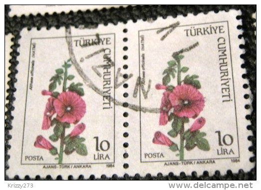 Turkey 1984 Wild Flowers Althaea Officinalis 10l X2 - Used - Usados