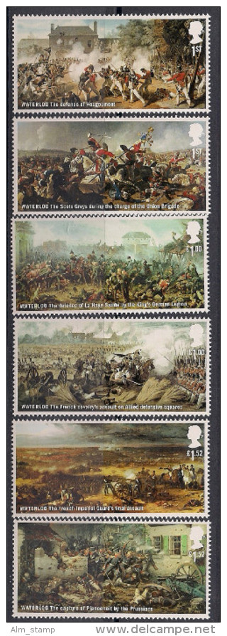 2015 Großbritannien Mi. 3752-7 **MNH 200. Jahrestag Der Schlacht Von Waterloo - Unused Stamps