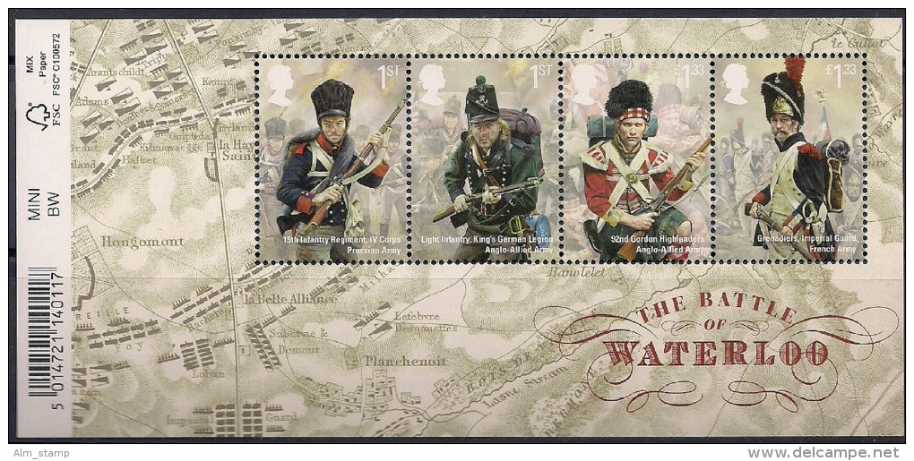 2015 Großbritannien Mi. Bl 93 **MNH 200. Jahrestag Der Schlacht Von Waterloo - Unused Stamps