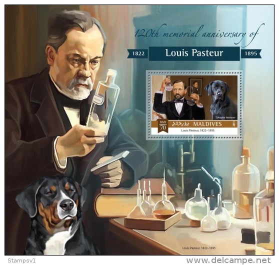 Maldives. 2015 Louis Pasteur. Dogs. (810b) - Louis Pasteur