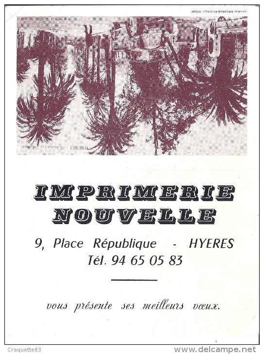 CALENDRIER 1991  -IMPRIMERIE NOUVELLE  HYERES 83 - Formato Piccolo : 1991-00