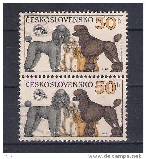 Czechoslovakia  1990   Mi Nr 3055  Pair  (a1p4) - Dogs