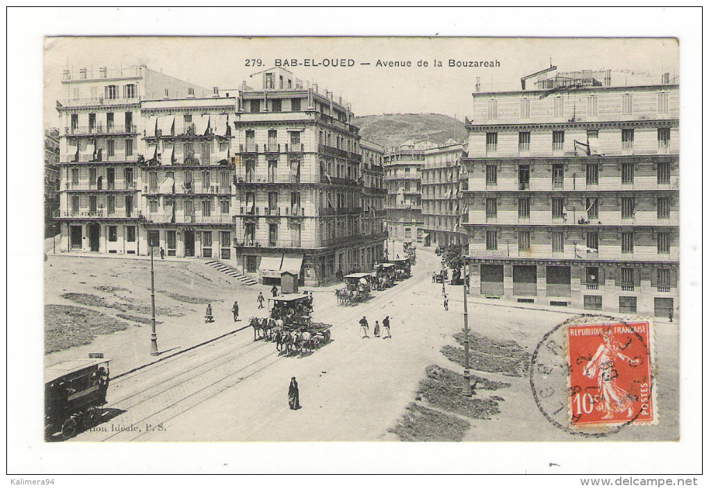 ALGERIE  /  BAB-EL-OUED   ( Banlieue D' ALGER ) /  AVENUE  DE  LA  BOUZAREAH  ( Calèches Et Tramway à Chevaux ) - Altri & Non Classificati