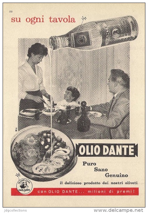 # OLIO DANTE 1950s Advert Pubblicità Publicitè Reklame Food Olio Huile Oil Ol Aceite - Manifesti