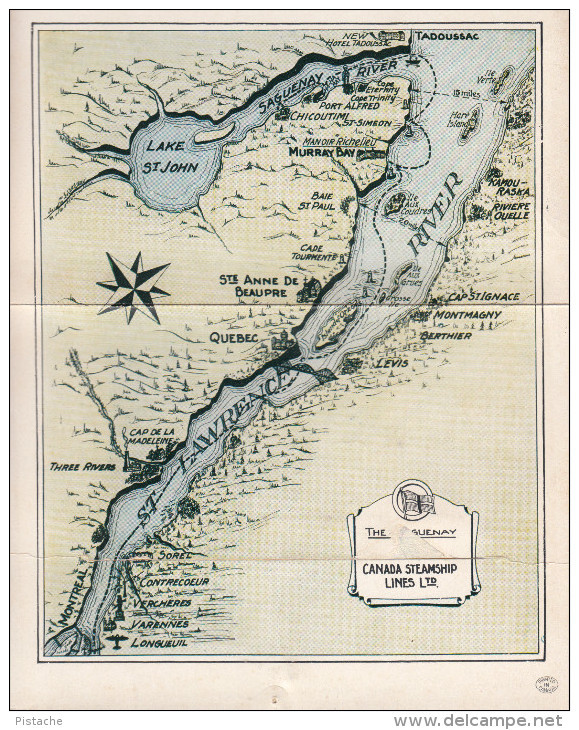 Souvenir Folder - 1940-1950 - Montréal Saguenay - 20 Color Views - Boat - S.S. Richelieu Steamship Lines - 5 Scans - Saguenay