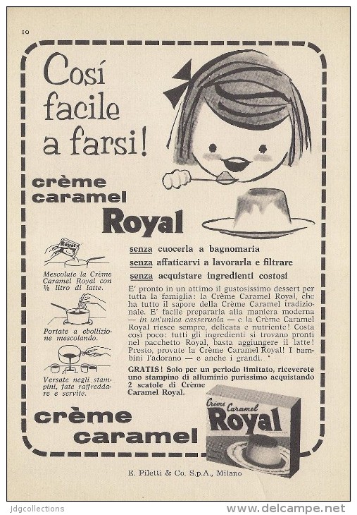 # CREME CARAMEL ROYAL 1960s Advert Pubblicità Publicitè Reklame Food Candies Bonbons Chocolate Coffee Cream - Manifesti