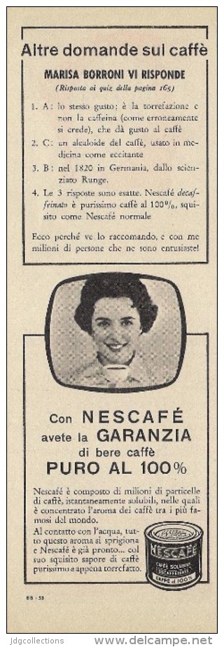 # NESCAFE´ NESTLE CAFFE´ 1950s Italy Advert Pubblicità Publicitè Reklame Food Coffee Cafè Kaffee - Manifesti