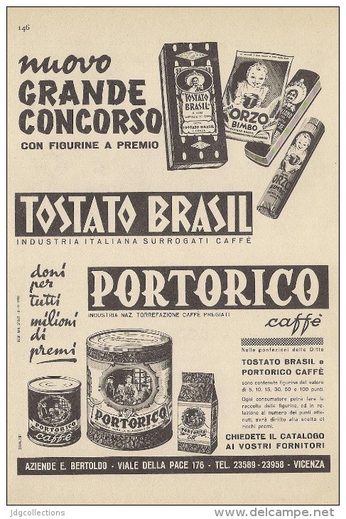 # CAFFE´ TOSTATO BRASIL PORTORICO 1950s Advert Pubblicità Publicitè Reklame Food Coffee Cafè Kaffee - Manifesti