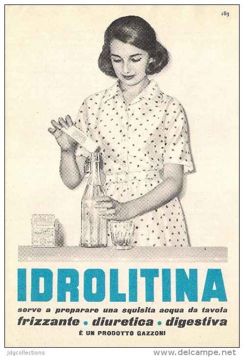 # ACQUA IDROLITINA 1950s Advert Pubblicità Publicitè Reklame Food Drink Mineral Water Eau Agua Wasser - Manifesti