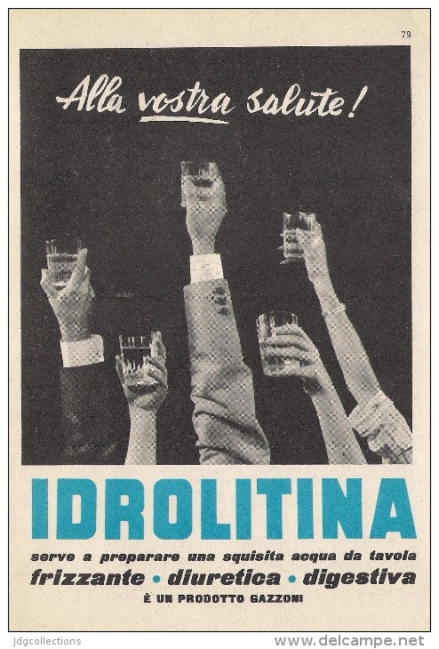 # ACQUA IDROLITINA 1950s Advert Pubblicità Publicitè Reklame Food Drink Mineral Water Eau Agua Wasser - Manifesti