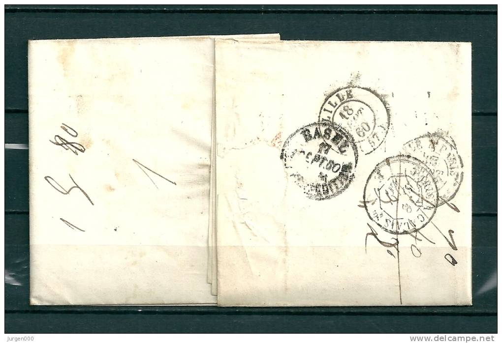 Brief Van Zurich  Naar Lille (France) 16/09/1860 (GA9484) - ...-1845 Préphilatélie