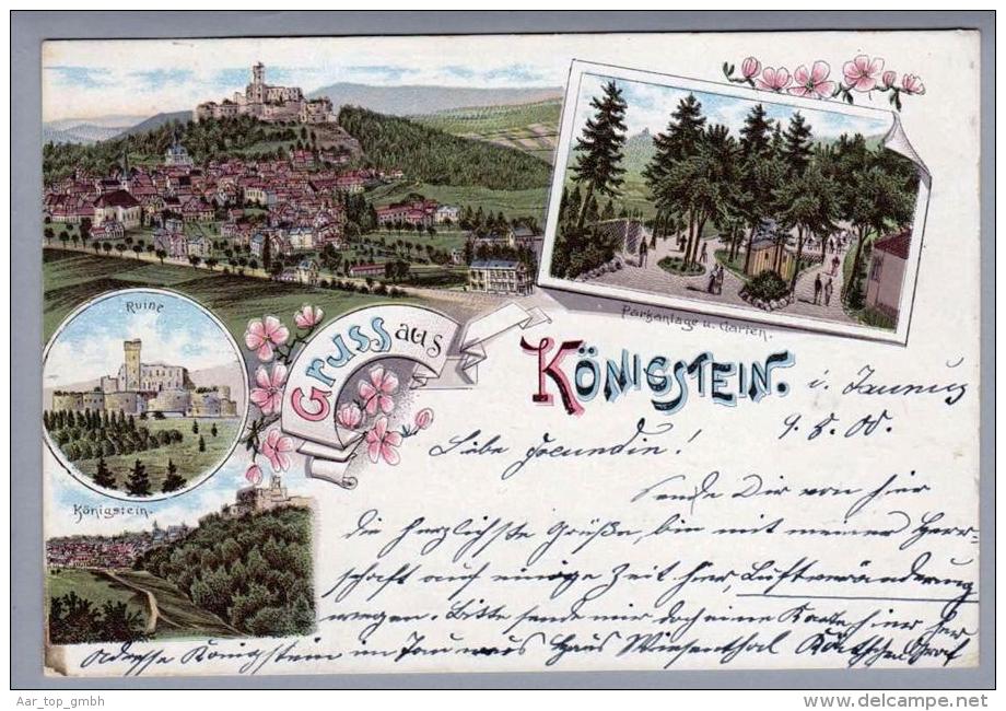 AK DE He KÖNIGSTEIN 1900-08-10mLitho - Koenigstein