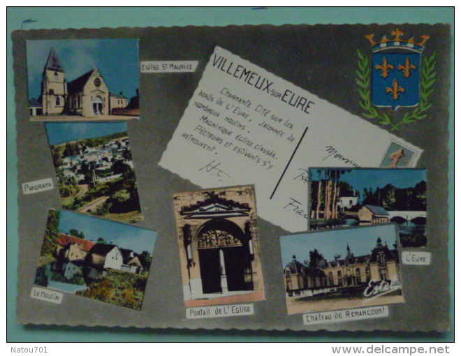 V 08-28-eure Et Loir-vllemeux Sur Eure--souvenir-eglise-pamorama-moulin-portail Chateau De Renancourt--l'eure-blason - Villemeux-sur-Eure