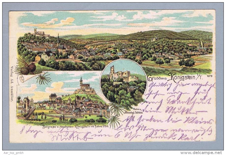 AK DE He KÖNIGSTEIN 1901-08-23 Litho Ad.Anmüller #4379 - Koenigstein