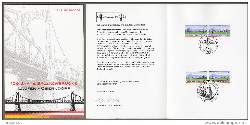 Bund + Österreich: Minister Card - Ministerkarte , Mi-Nr. 2345: " Salzachbrücke "  Joint Issue Gemeinschaftsausgabe X - Covers & Documents