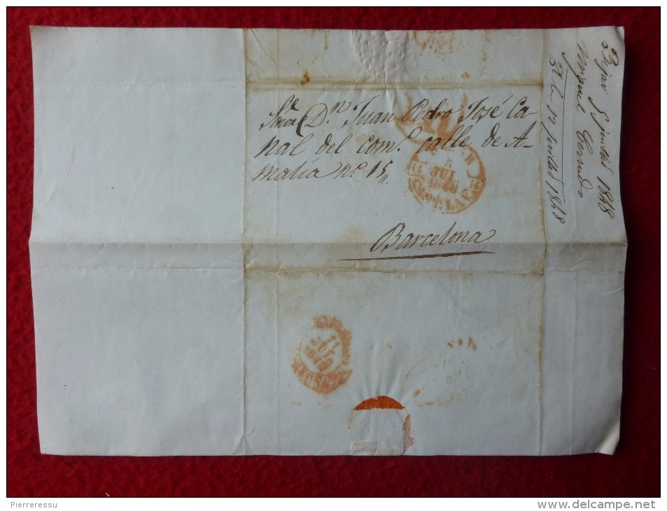 LETTRE CACHET BEJAR 1 REAL A  BARCELONE  1848 - 1801-1848: Précurseurs XIX