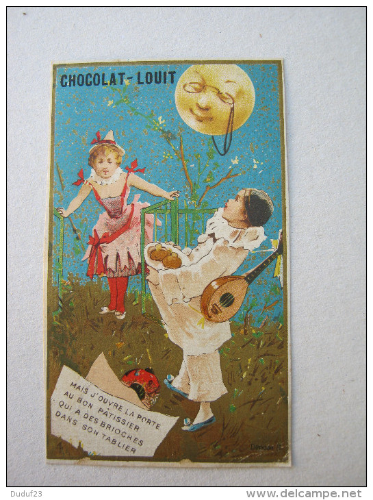 CHROMO CHOCOLAT LOUIT CHANSON AU CLAIR DE LA LUNE PIERROT PATISSIER JEUNE FILLE - Louit