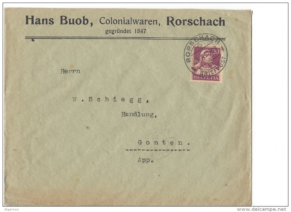 12746 - Lettre  Cover Hans Buob Colonialwaren Rorschach 24.10.1921 Pour Grenchen - Lettres & Documents