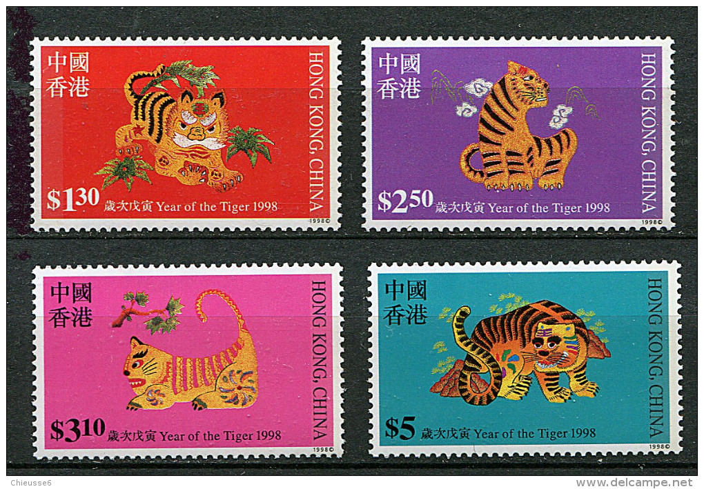 (cl 6 - P.8)  Hong Kong ** N° 852 à 855 (ref. Michel Au Dos) - Année Lunaire Du Tigre - - Unused Stamps