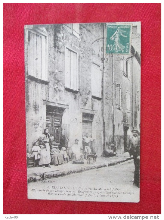 RIVESALTES Rue Des Orangers Maison Natale Du Maréchal Joffre Animée Timbrée  1922 - Rivesaltes