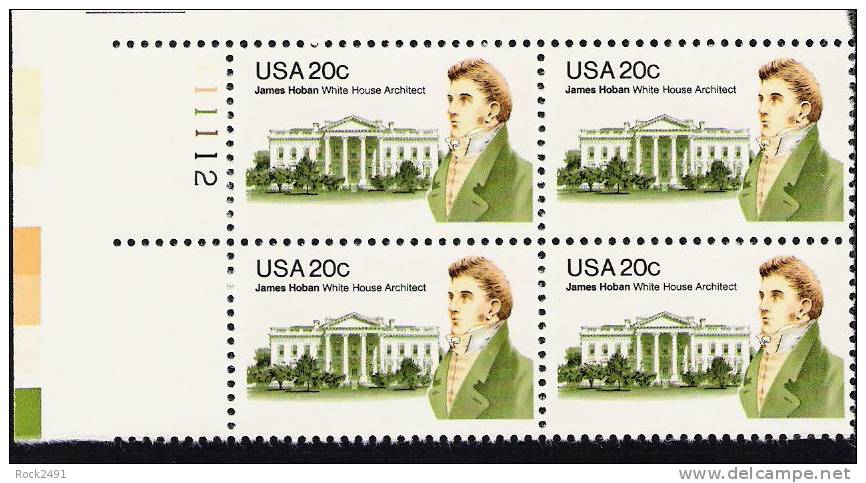 US Scott 1936 - Plate Block Of 4 Upper Left Plate No 111112 - 20c James Hoban - Mint Never Hinged - Numéros De Planches