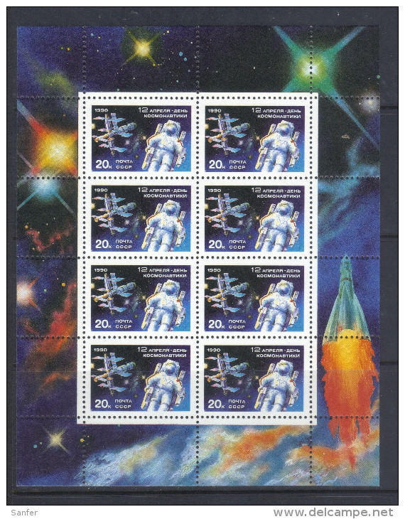 Rusia  U.R.S.S.  -  1990  -  Yvert  5736  Minipliego MNH  (** ) Dia Del Cosmonauta - Blocks & Sheetlets & Panes