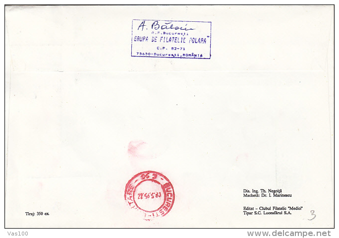 RUSSIAN-ROMANIAN ARCTIC EXPEDITION, THEODOR NEGOITA, SIGNED REGISTERED SPECIAL COVER, 1995, ROMANIA - Arktis Expeditionen