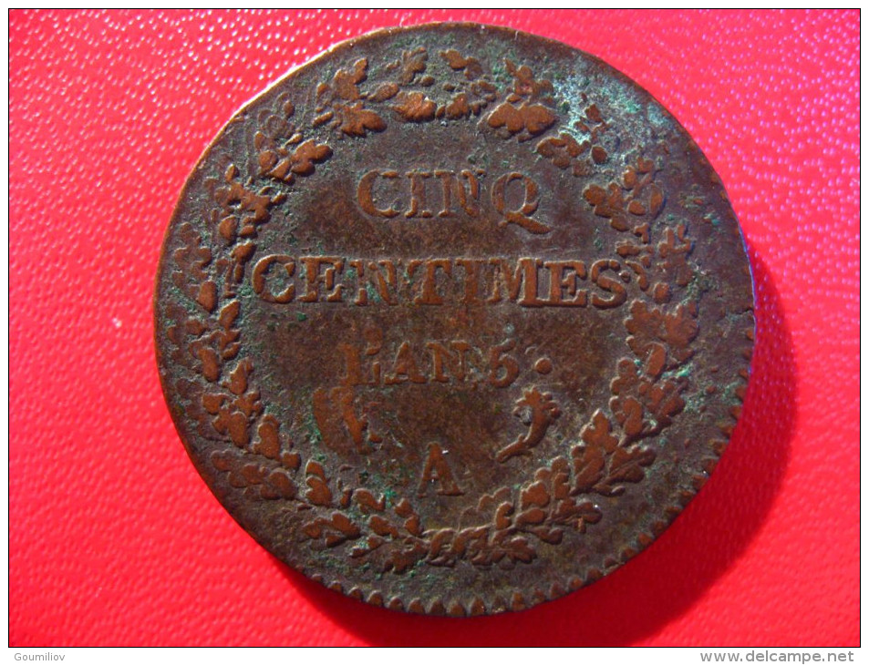 5 Cinq Centimes Dupré L'an 5 A Paris - Magnifique Double Frappe 4862 - 1795-1799 Direttorio