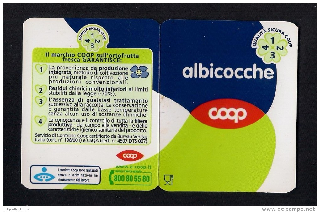 # ALBICOCCHE COOP  Italy Apples Tag Balise Etiqueta Anhänger Cartellino Fruits Frutas Apricot Abricot Aprikosen - Fruits & Vegetables