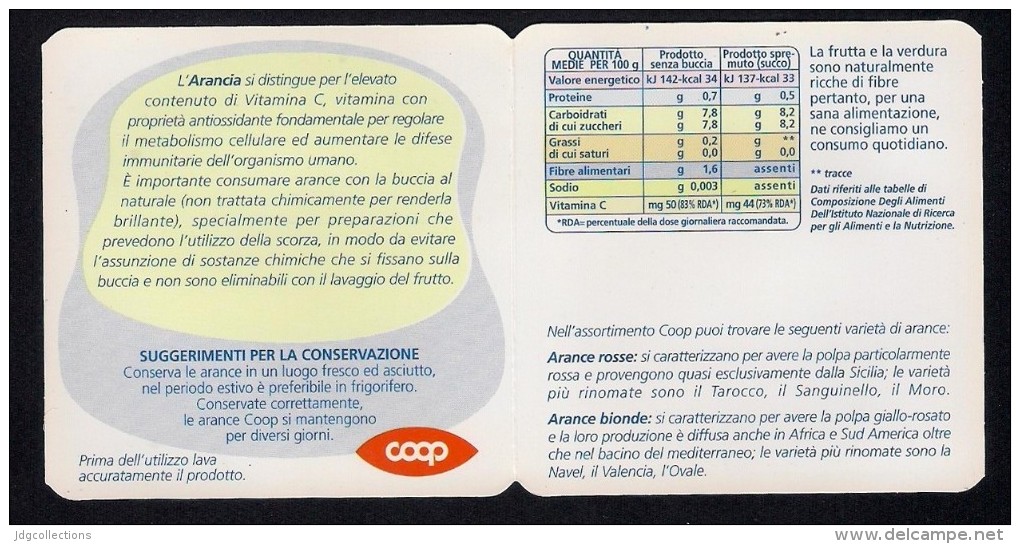 # ARANCE COOP  Italy Apples Tag Balise Etiqueta Anhänger Cartellino Fruits Frutas Orange - Fruits & Vegetables