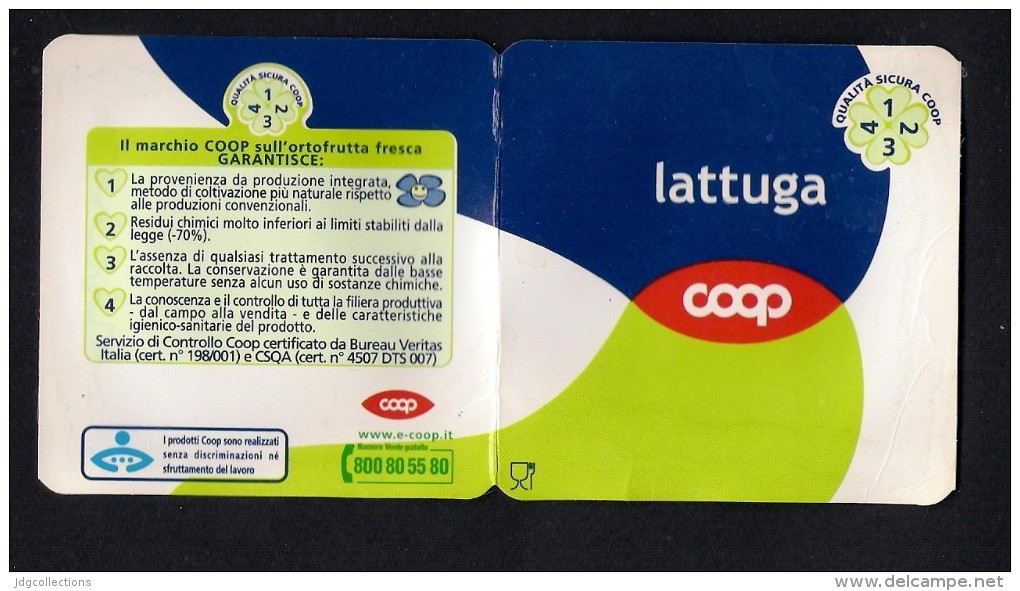 # LATTUGA COOP  Italy Apples Tag Balise Etiqueta Anhänger Cartellino Fruits Frutas Lettuce Laitue Kopfsalat - Fruits & Vegetables