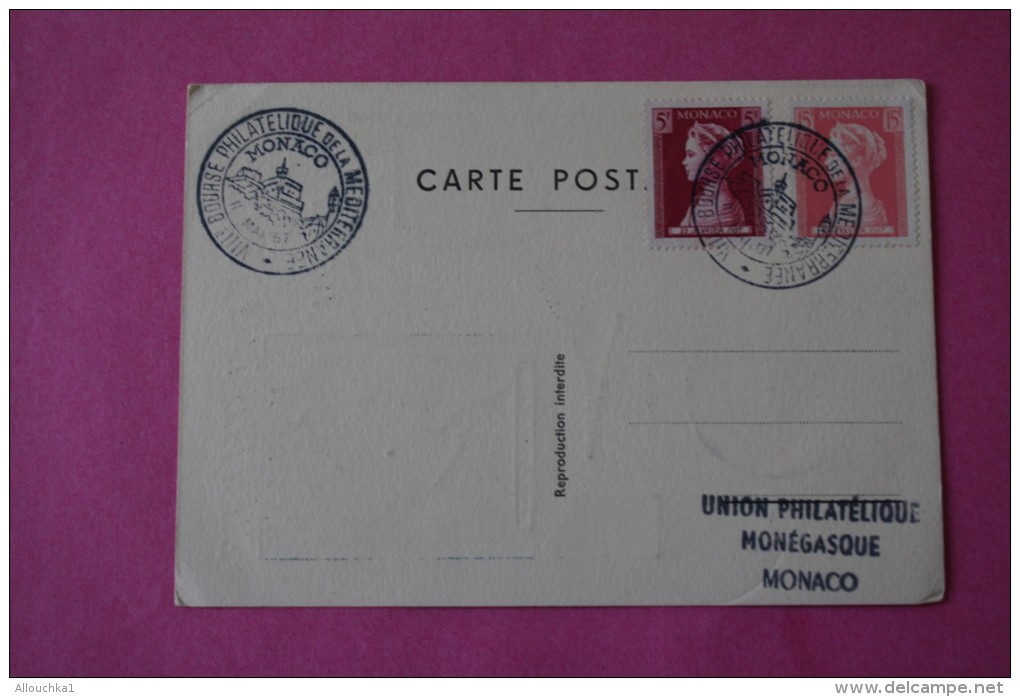 MAI 1957  MONACO -&gt; 8é BOURSE PHILATELIQUE DE LA MEDITERRANEE EXFILNA LETTRE LETTER UNION PHILATELIQUE MONEGASQUE - Covers & Documents