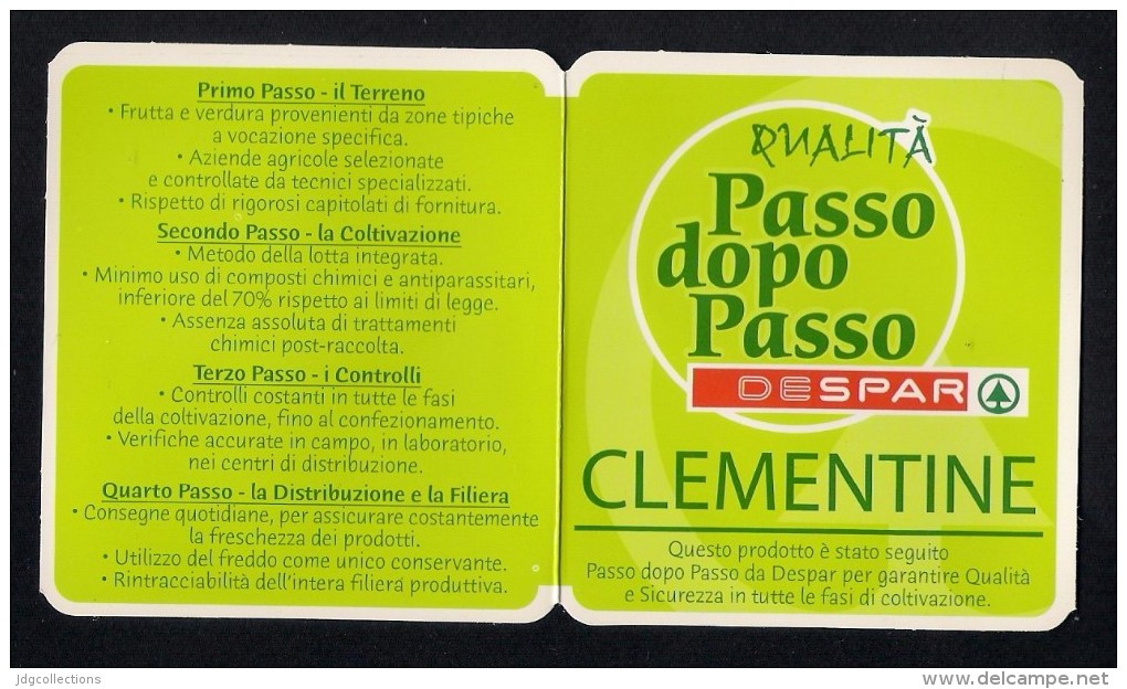 # CLEMENTINE DESPAR Italy Apples Tag Balise Etiqueta Anhänger Cartellino Fruits Frutas Citrus Agrumes - Fruits & Vegetables